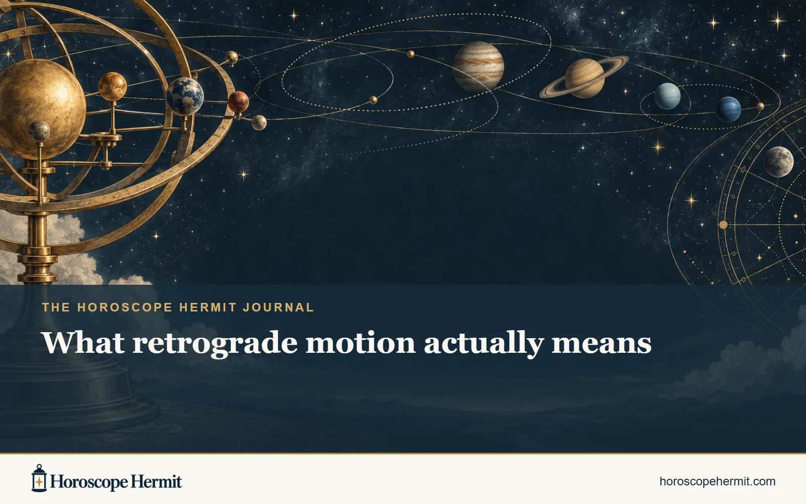 What retrograde motion actually means — Horoscope Hermit journal artwork